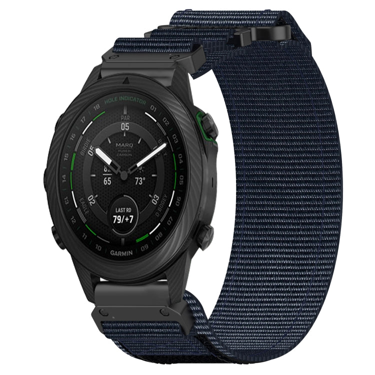 For Garmin MARQ Golfer Gen 2 22mm Nylon Hook And Loop Fastener Watch Band(Blue) - Watch Bands by PMC TechLife | Online Shopping South Africa | PMC TechLife | Buy Now Pay Later Mobicred