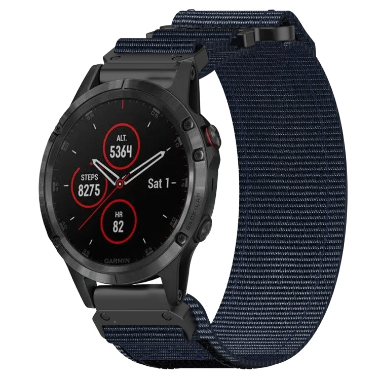 For Garmin Fenix 5 22mm Nylon Hook And Loop Fastener Watch Band(Blue) - Watch Bands by PMC Jewellery | Online Shopping South Africa | PMC Jewellery