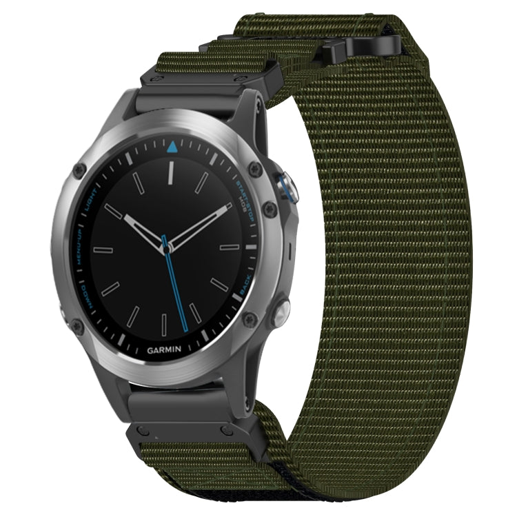 For Garmin Quatix 5 22mm Nylon Hook And Loop Fastener Watch Band(Army Green) - Watch Bands by PMC TechLife | Online Shopping South Africa | PMC TechLife