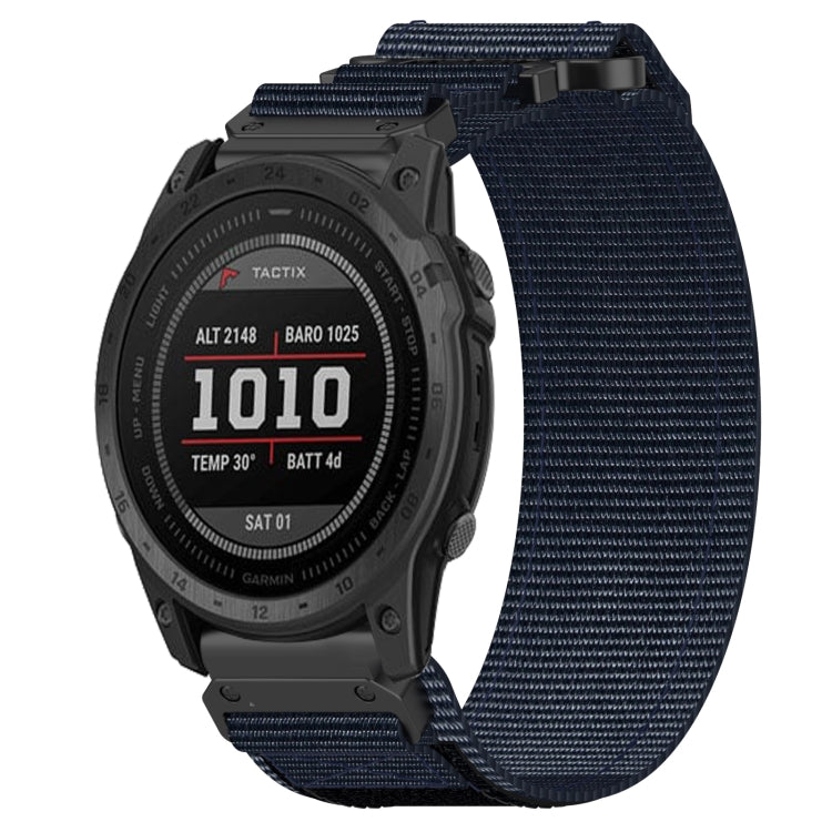 For Garmin Tactix 7 Pro 26mm Nylon Hook And Loop Fastener Watch Band(Blue) - Watch Bands by PMC Jewellery | Online Shopping South Africa | PMC Jewellery