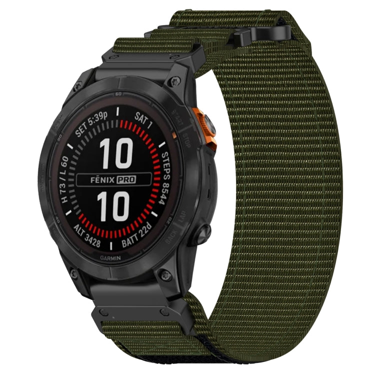 For Garmin Fenix 7S 20mm Nylon Hook And Loop Fastener Watch Band(Army Green) - Watch Bands by PMC Jewellery | Online Shopping South Africa | PMC Jewellery