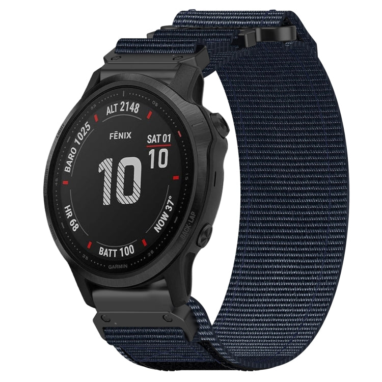 For Garmin Fenix 6S Pro 20mm Nylon Hook And Loop Fastener Watch Band(Blue) - Watch Bands by PMC TechLife | Online Shopping South Africa | PMC TechLife