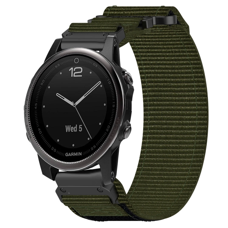 For Garmin Fenix 5S Plus 20mm Nylon Hook And Loop Fastener Watch Band(Army Green) - Watch Bands by PMC Jewellery | Online Shopping South Africa | PMC Jewellery