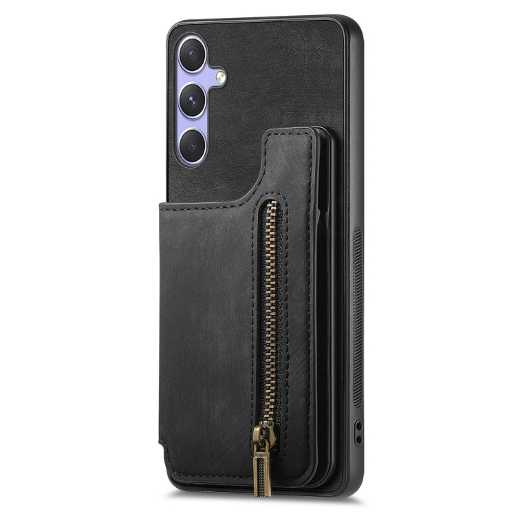 For Samsung Galaxy S25+ 5G Retro Leather Zipper Wallet Back Phone Case(Black) - Galaxy S25+ 5G Cases by PMC Jewellery | Online Shopping South Africa | PMC Jewellery | Buy Now Pay Later Mobicred