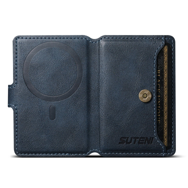 Suteni S2 Phone Magnetic Card Case Card Sleeve MagSafe Magnetic Coil PU Leather(Blue) - Others Accessories by Suteni | Online Shopping South Africa | PMC Jewellery | Buy Now Pay Later Mobicred