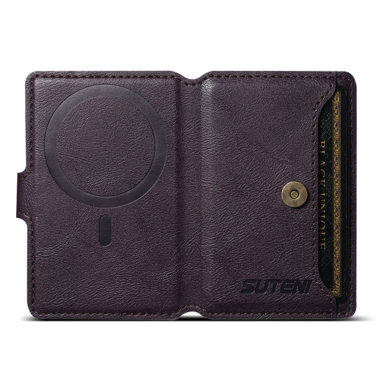 Suteni S2 Phone Magnetic Card Case Card Sleeve MagSafe Magnetic Coil PU Leather(Purple) - Others Accessories by Suteni | Online Shopping South Africa | PMC Jewellery | Buy Now Pay Later Mobicred