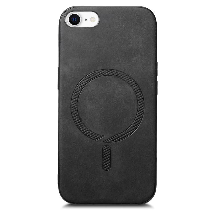 For iPhone 16e Solid Color Retro Magsafe PU Back Cover Phone Case(Black) - iPhone 16e Cases by PMC TechLife | Online Shopping South Africa | PMC TechLife | Buy Now Pay Later Mobicred