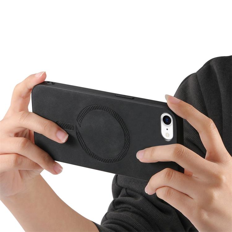 For iPhone 16e Solid Color Retro Magsafe PU Back Cover Phone Case(Black) - iPhone 16e Cases by PMC TechLife | Online Shopping South Africa | PMC TechLife | Buy Now Pay Later Mobicred
