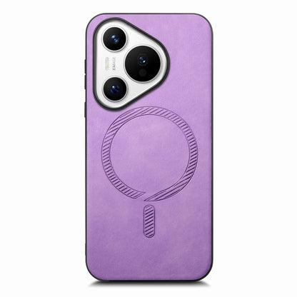 For Huawei Pura 70 Ultra Solid Color Retro Magsafe PU Back Cover Phone Case(Purple) - Huawei Cases by PMC Jewellery | Online Shopping South Africa | PMC Jewellery | Buy Now Pay Later Mobicred