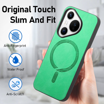 For Huawei Pura 70 Ultra Solid Color Retro Magsafe PU Back Cover Phone Case(Green) - Huawei Cases by PMC Jewellery | Online Shopping South Africa | PMC Jewellery | Buy Now Pay Later Mobicred