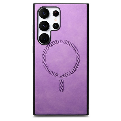 For Samsung Galaxy S25 Ultra 5G Solid Color Retro Magsafe PU Back Cover Phone Case(Purple) - Galaxy S25 Ultra 5G Cases by PMC Jewellery | Online Shopping South Africa | PMC Jewellery | Buy Now Pay Later Mobicred