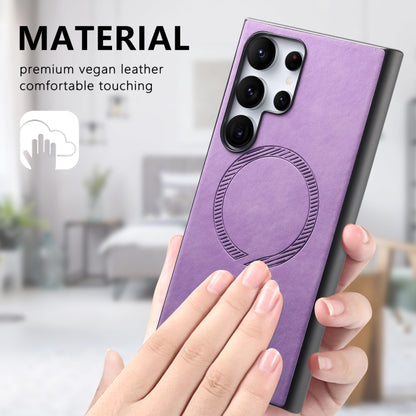 For Samsung Galaxy S25 Ultra 5G Solid Color Retro Magsafe PU Back Cover Phone Case(Purple) - Galaxy S25 Ultra 5G Cases by PMC Jewellery | Online Shopping South Africa | PMC Jewellery | Buy Now Pay Later Mobicred