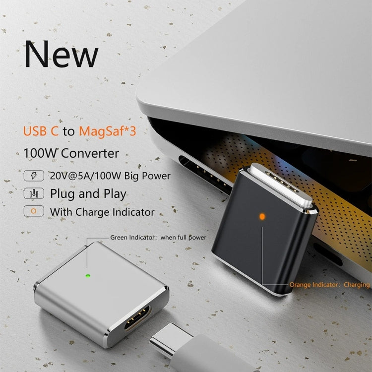 PD100W MagSafe 3 to Type-C Female Magnetic Charging Adapter for MacBook(Black) - Cable & Adapter by PMC Jewellery | Online Shopping South Africa | PMC Jewellery | Buy Now Pay Later Mobicred