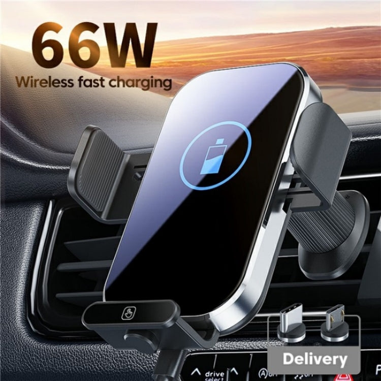 X10s Car Air Vent Hook 66W High Power Intelligent Induction Wireless Charger(Silver) - Wireless Charging Pads by PMC Jewellery | Online Shopping South Africa | PMC Jewellery | Buy Now Pay Later Mobicred