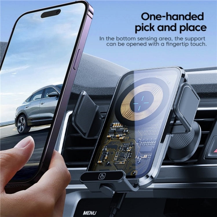 X11s 66W High Power Transparent Car Wireless Charger Phone Bracket(Silver) - Car Charger by PMC Jewellery | Online Shopping South Africa | PMC Jewellery | Buy Now Pay Later Mobicred