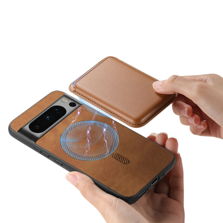 For Google Pixel 9 Retro Magsafe Card Bag PU Back Cover Phone Case(Brown) - Google Cases by PMC TechLife | Online Shopping South Africa | PMC TechLife | Buy Now Pay Later Mobicred