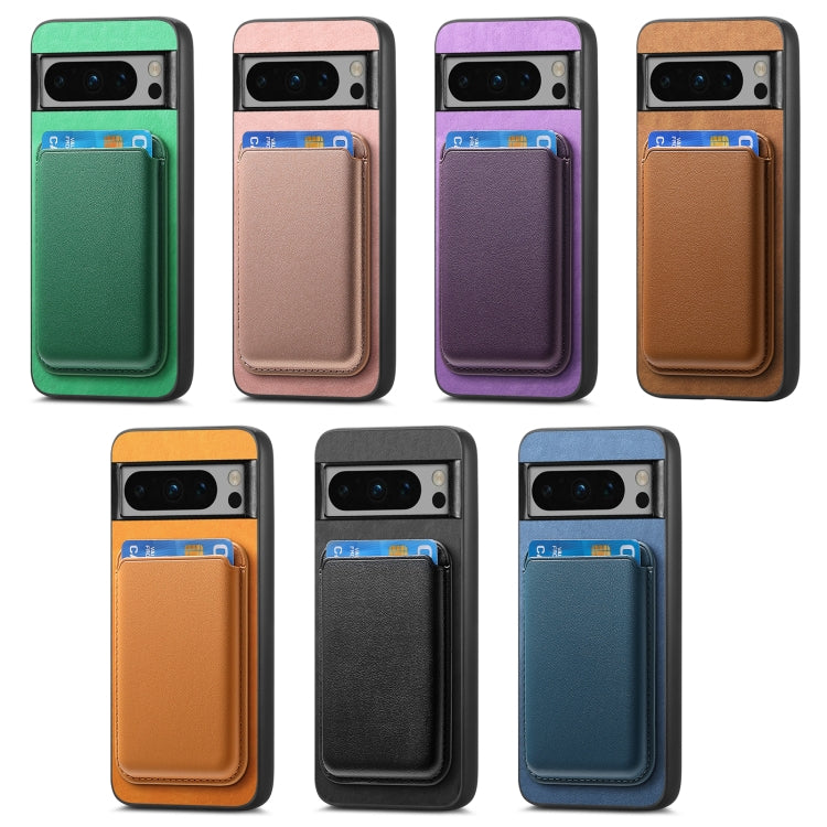 For Google Pixel 9 Pro Retro Magsafe Card Bag PU Back Cover Phone Case(Purple) - Google Cases by PMC TechLife | Online Shopping South Africa | PMC TechLife | Buy Now Pay Later Mobicred