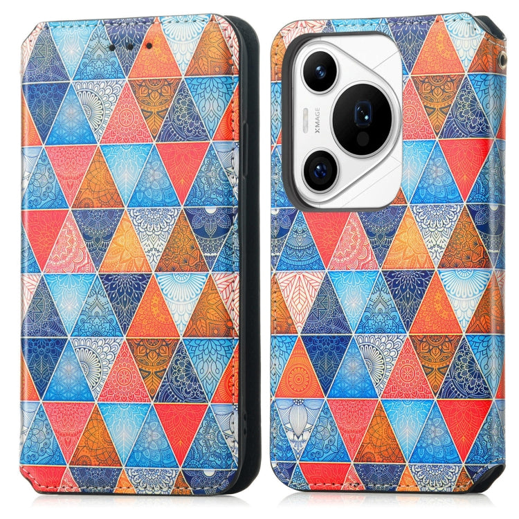 For Huawei Pura 70 Pro CaseNeo Colorful Magnetic Leather Phone Case(Rhombus Mandala) - Huawei Cases by PMC Jewellery | Online Shopping South Africa | PMC Jewellery | Buy Now Pay Later Mobicred