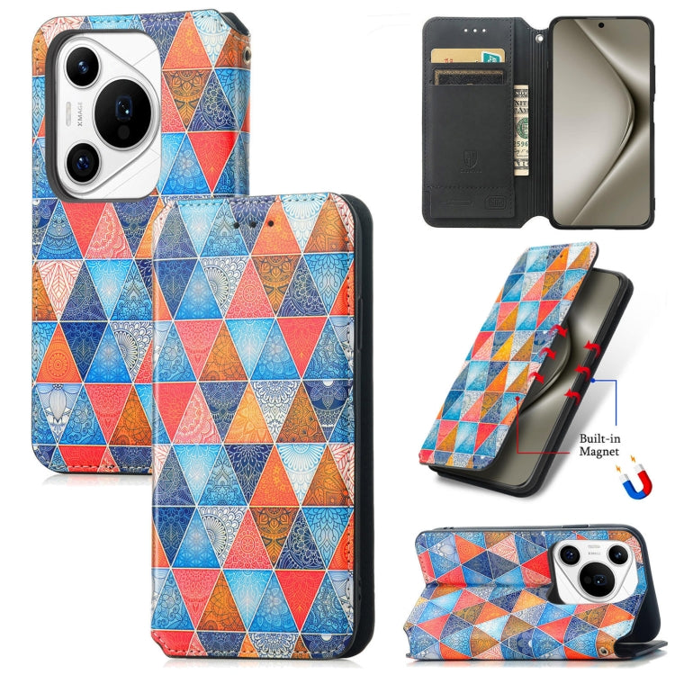 For Huawei Pura 70 Pro+ CaseNeo Colorful Magnetic Leather Phone Case(Rhombus Mandala) - Huawei Cases by PMC Jewellery | Online Shopping South Africa | PMC Jewellery | Buy Now Pay Later Mobicred