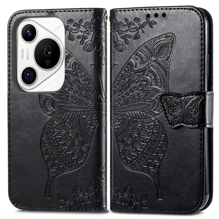 For Huawei Pura 70 Pro Butterfly Love Flower Embossed Leather Phone Case(Black) - Huawei Cases by PMC Jewellery | Online Shopping South Africa | PMC Jewellery | Buy Now Pay Later Mobicred