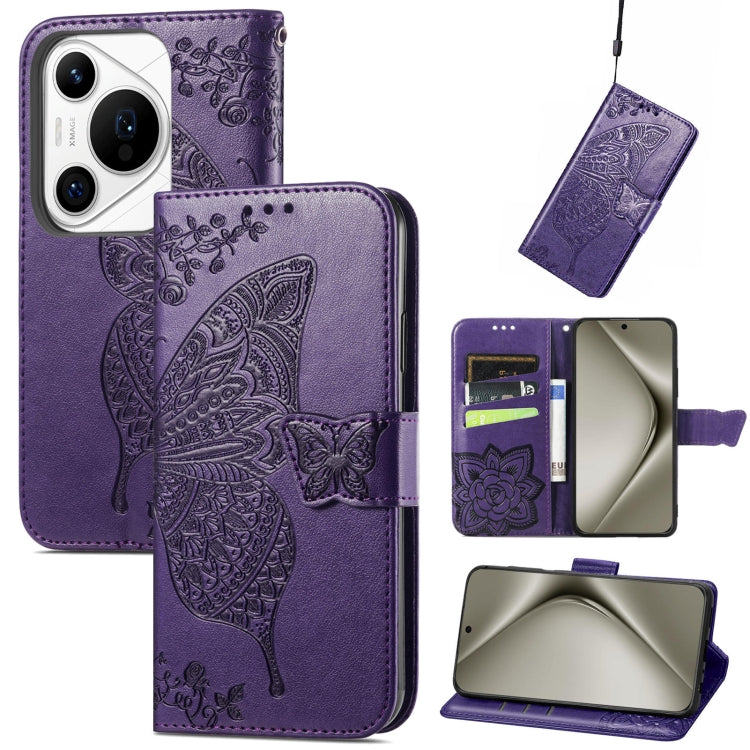 For Huawei Pura 70 Pro+ Butterfly Love Flower Embossed Leather Phone Case(Purple) - Huawei Cases by PMC Jewellery | Online Shopping South Africa | PMC Jewellery | Buy Now Pay Later Mobicred