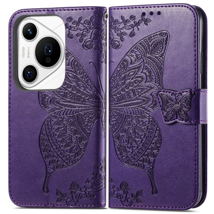 For Huawei Pura 70 Pro+ Butterfly Love Flower Embossed Leather Phone Case(Purple) - Huawei Cases by PMC Jewellery | Online Shopping South Africa | PMC Jewellery | Buy Now Pay Later Mobicred