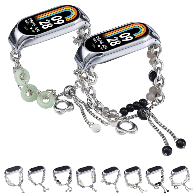 For Xiaomi Mi Band 8 Crystal Beaded Onyx Watch Band(Silver+Crystal Bead) - free shipping - PMC TechLife - Order now!
