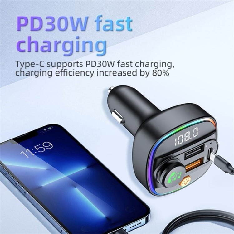 C4S Digital Display Car PD 30W+QC 3.0 Car Charger Audio MP3 Player FM Transmitter - Car Charger by PMC TechLife | Online Shopping South Africa | PMC TechLife | Buy Now Pay Later Mobicred