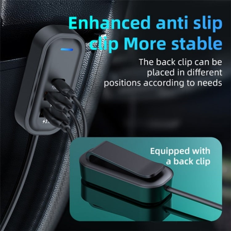 K5 3 USB Fast Charging Car Charger 66W Extension Cord Design 5 Ports Charging Adapter - Car Charger by PMC Jewellery | Online Shopping South Africa | PMC Jewellery | Buy Now Pay Later Mobicred