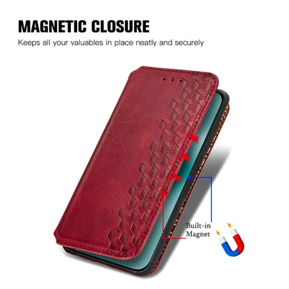 For Huawei Pura 70 Pro Cubic Grid Pressed Magnetic Leather Phone Case(Red) - Huawei Cases by PMC Jewellery | Online Shopping South Africa | PMC Jewellery | Buy Now Pay Later Mobicred