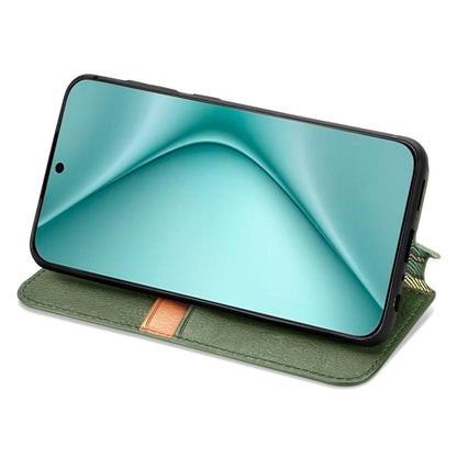 For Huawei Pura 70 Ultra Cubic Grid Pressed Magnetic Leather Phone Case(Green) - Huawei Cases by PMC Jewellery | Online Shopping South Africa | PMC Jewellery | Buy Now Pay Later Mobicred