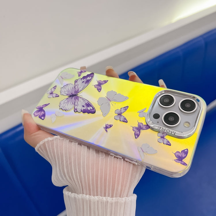For iPhone 16 Plus Electroplating Laser Butterfly Phone Case(Blue Butterflies AB4) - iPhone 16 Plus Cases by PMC TechLife | Online Shopping South Africa | PMC TechLife | Buy Now Pay Later Mobicred