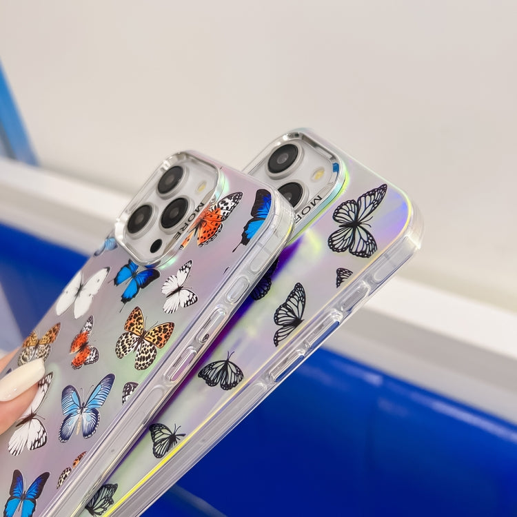 For iPhone 16 Plus Electroplating Laser Butterfly Phone Case(Blue Butterflies AB4) - iPhone 16 Plus Cases by PMC TechLife | Online Shopping South Africa | PMC TechLife | Buy Now Pay Later Mobicred