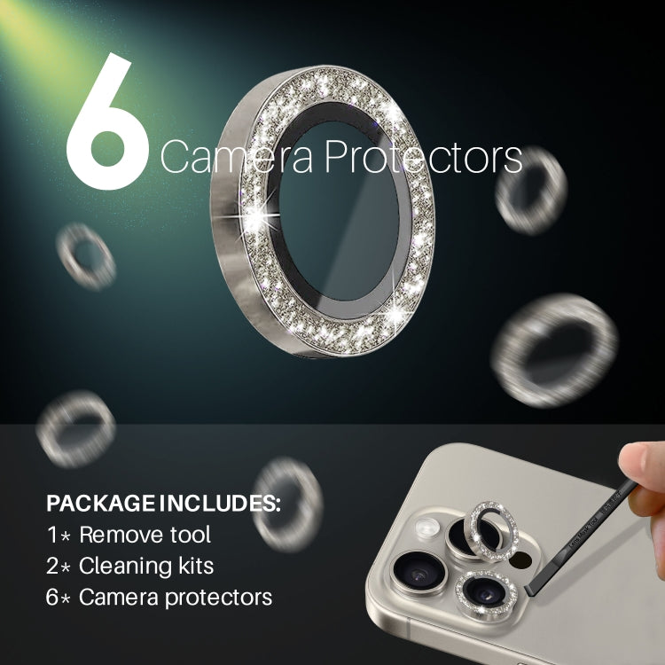 For iPhone 15 Pro / 15 Pro Max NORTHJO 2 Set 6pcs Camera Lens Protector Glitter Metal Ring Film(Natural) - iPhone 15 Pro Max Tempered Glass by NORTHJO | Online Shopping South Africa | PMC Jewellery | Buy Now Pay Later Mobicred