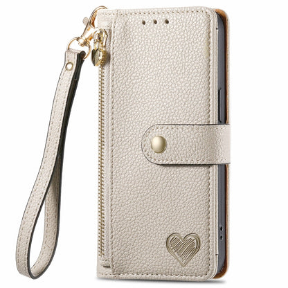 For Huawei Pura 70 Pro Love Zipper Lanyard Leather Phone Case(Gray) - Huawei Cases by PMC Jewellery | Online Shopping South Africa | PMC Jewellery | Buy Now Pay Later Mobicred