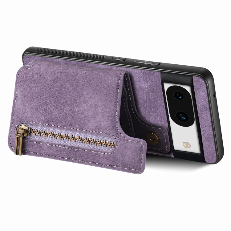 For Google Pixel 9 / 9 Pro Retro Leather Zipper Wallet Back Phone Case(Purple) - Google Cases by PMC TechLife | Online Shopping South Africa | PMC TechLife | Buy Now Pay Later Mobicred
