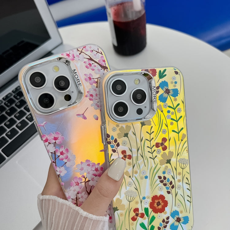 For iPhone 16 Electroplating Laser Flower Texture TPU Phone Case(Chrysanthemum AH5) - iPhone 16 Cases by PMC Jewellery | Online Shopping South Africa | PMC Jewellery | Buy Now Pay Later Mobicred