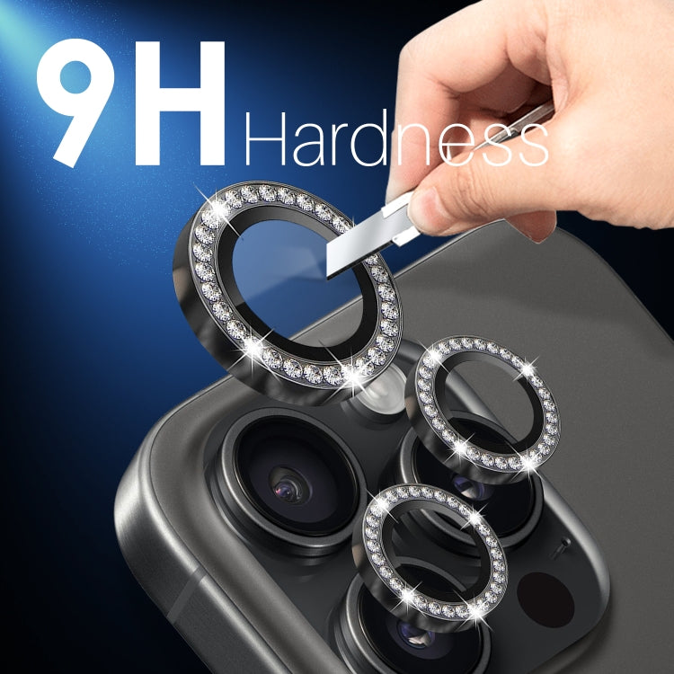 For iPhone 15 Pro / 15 Pro Max NORTHJO 2 Set 6Pcs Camera Lens Protector Diamond Metal Ring Film(Graphite) - iPhone 15 Pro Max Tempered Glass by NORTHJO | Online Shopping South Africa | PMC Jewellery | Buy Now Pay Later Mobicred