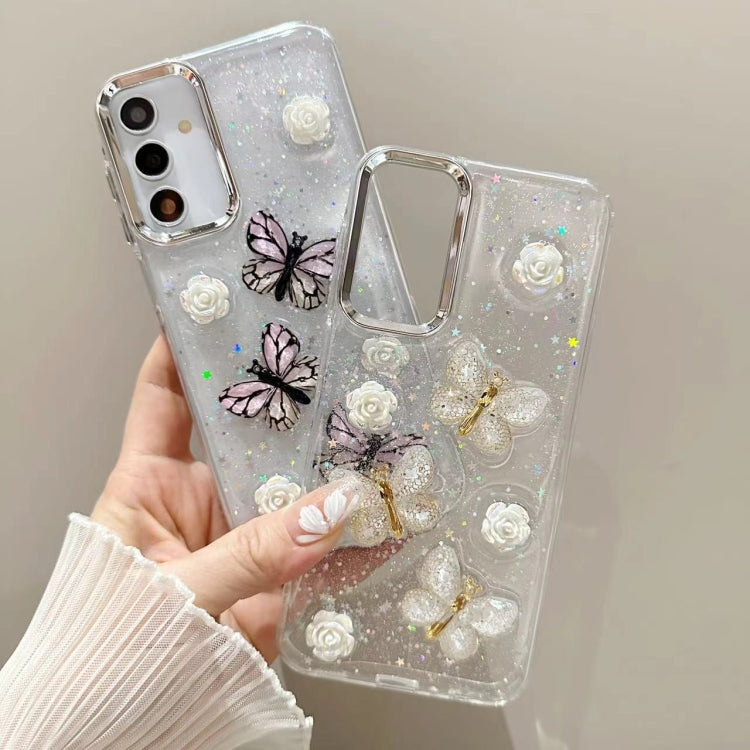 For Samsung Galaxy S25 Ultra 5G Three-dimensional Butterfly Glitter TPU  Phone Case(Gold) - Galaxy S25 Ultra 5G Cases by PMC Jewellery | Online Shopping South Africa | PMC Jewellery | Buy Now Pay Later Mobicred