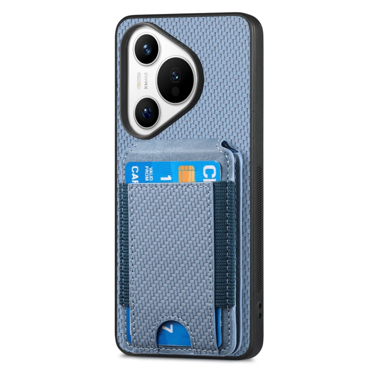 For Huawei Pura 70 Carbon Fiber Vertical Flip Wallet Stand Phone Case(Blue) - Huawei Cases by PMC Jewellery | Online Shopping South Africa | PMC Jewellery | Buy Now Pay Later Mobicred