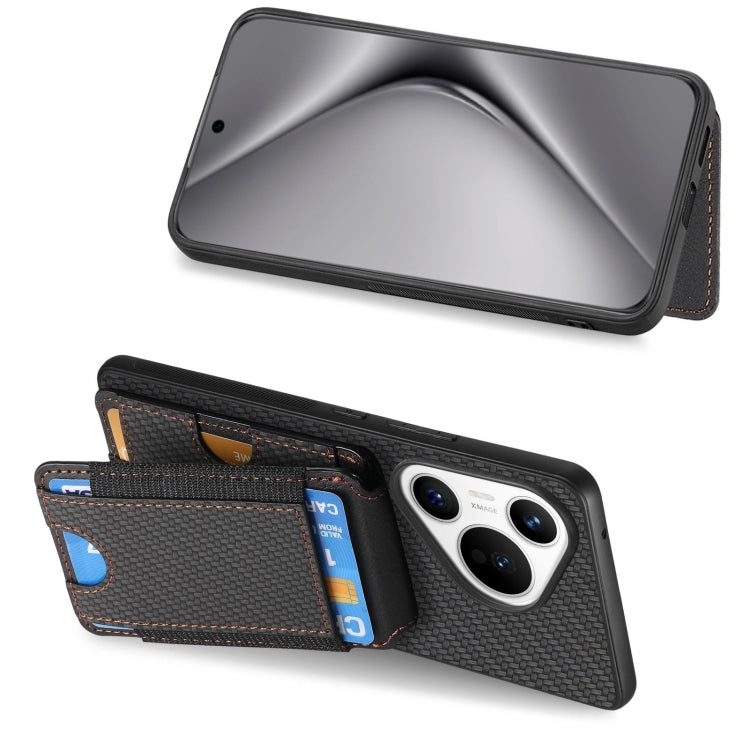 For Huawei Pura 70 Carbon Fiber Vertical Flip Wallet Stand Phone Case(Black) - Huawei Cases by PMC Jewellery | Online Shopping South Africa | PMC Jewellery | Buy Now Pay Later Mobicred