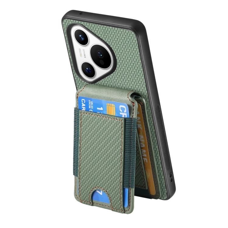 For Huawei Pura 70 Pro Carbon Fiber Vertical Flip Wallet Stand Phone Case(Green) - Huawei Cases by PMC Jewellery | Online Shopping South Africa | PMC Jewellery | Buy Now Pay Later Mobicred