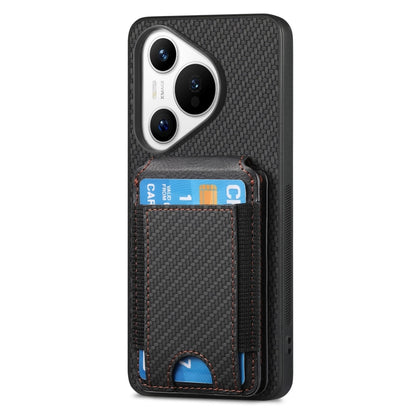 For Huawei Pura 70 Ultra Carbon Fiber Vertical Flip Wallet Stand Phone Case(Black) - Huawei Cases by PMC Jewellery | Online Shopping South Africa | PMC Jewellery | Buy Now Pay Later Mobicred