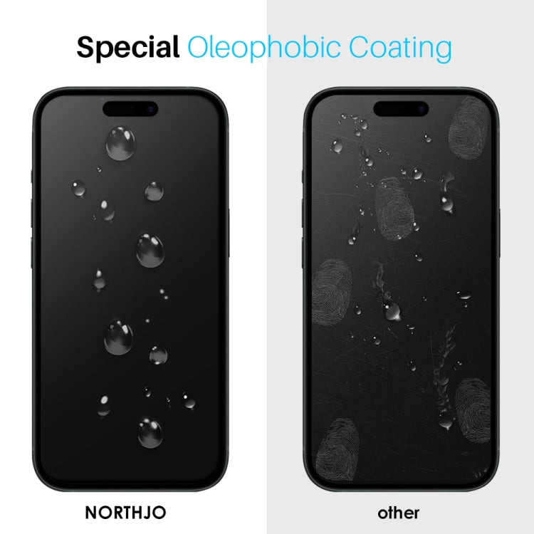 For iPhone 16 Pro Max NORTHJO 2pcs A++ Tempered Glass Film with Installation Frame - iPhone 16 Pro Max Tempered Glass by NORTHJO | Online Shopping South Africa | PMC Jewellery | Buy Now Pay Later Mobicred