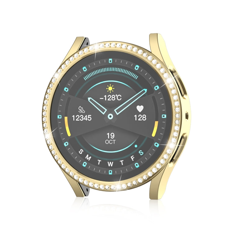 For Samsung Galaxy Watch 7 40mm Single Diamond Hollow PC Watch Protective Case(Gold) - Watch Cases by PMC Jewellery | Online Shopping South Africa | PMC Jewellery | Buy Now Pay Later Mobicred