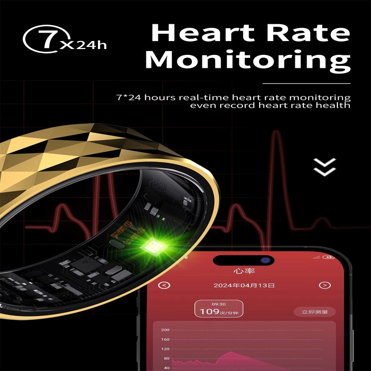 R12M SIZE 18 Smart Ring, Support Health Monitoring / Multiple Exercise Modes(Gold) - free shipping - PMC TechLife - Order now!