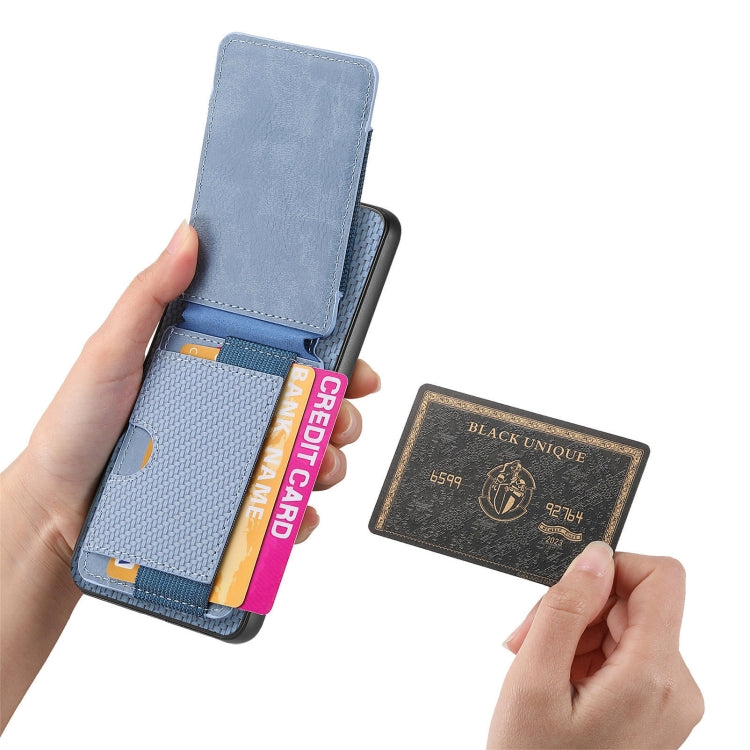 For OnePlus Nord CE3 Carbon Fiber Vertical Flip Wallet Stand Phone Case(Blue) - OnePlus Cases by PMC TechLife | Online Shopping South Africa | PMC TechLife | Buy Now Pay Later Mobicred