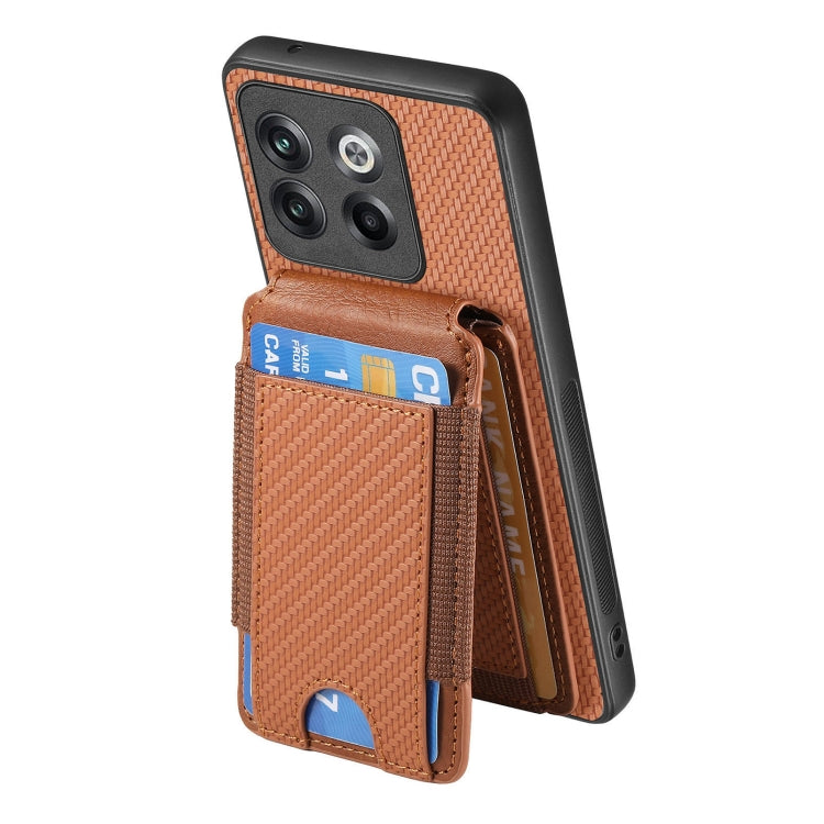 For OnePlus Nord CE3 Carbon Fiber Vertical Flip Wallet Stand Phone Case(Brown) - OnePlus Cases by PMC TechLife | Online Shopping South Africa | PMC TechLife | Buy Now Pay Later Mobicred