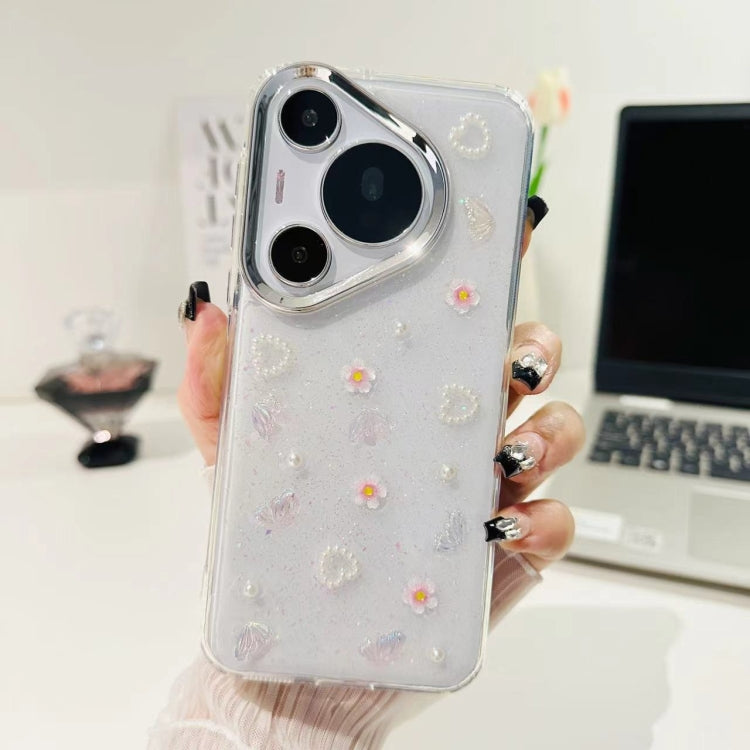 For Huawei Pura 70 Pro 3D Bow Pearl Love Flower TPU Phone Case(Butterfly Love Flower) - Huawei Cases by PMC Jewellery | Online Shopping South Africa | PMC Jewellery | Buy Now Pay Later Mobicred