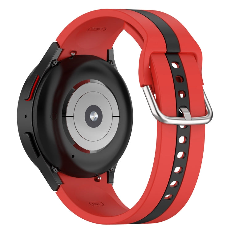 For Samsung Galaxy Watch FE 40mm Two Color Stripe Silicone Watch Band(Red Black) - free shipping - PMc TechLife - Order now!